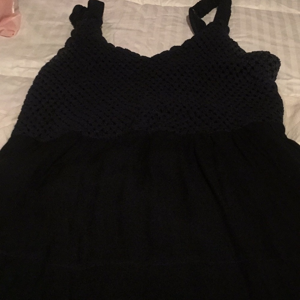 Navy blue ombre long maxi dress w crochet top